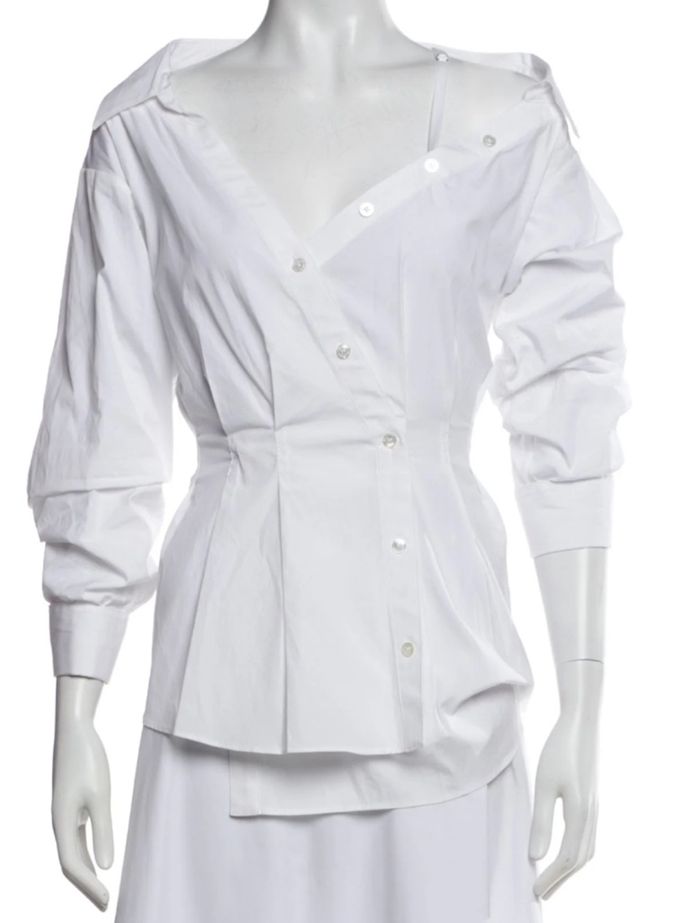 Veronica Beard White Asymmetrical Button-Front Shirt